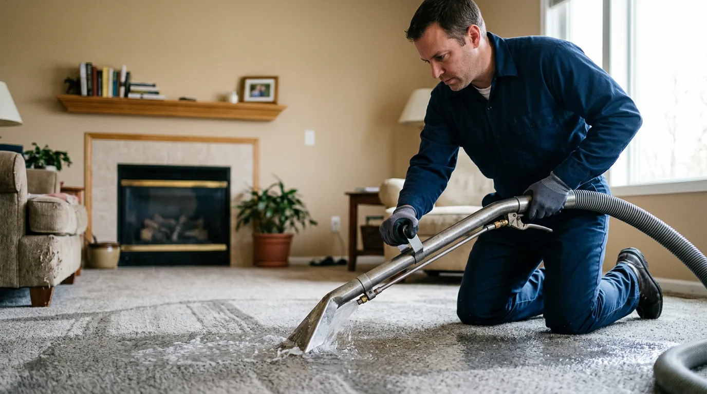 Water damage restoration technician working near Franconia, NH